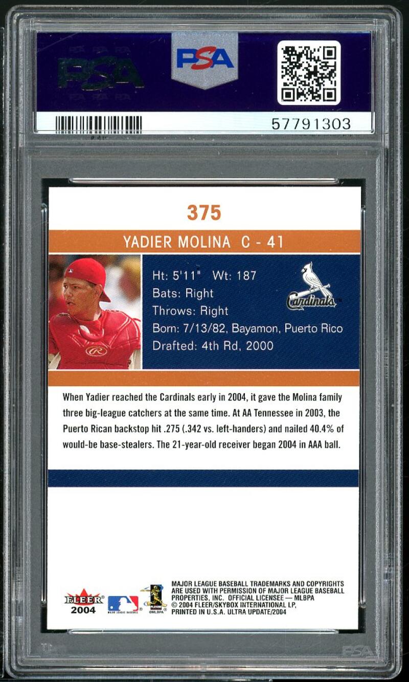 Yadier Molina Rookie Card 2004 Ultra #375 PSA 9 Image 2