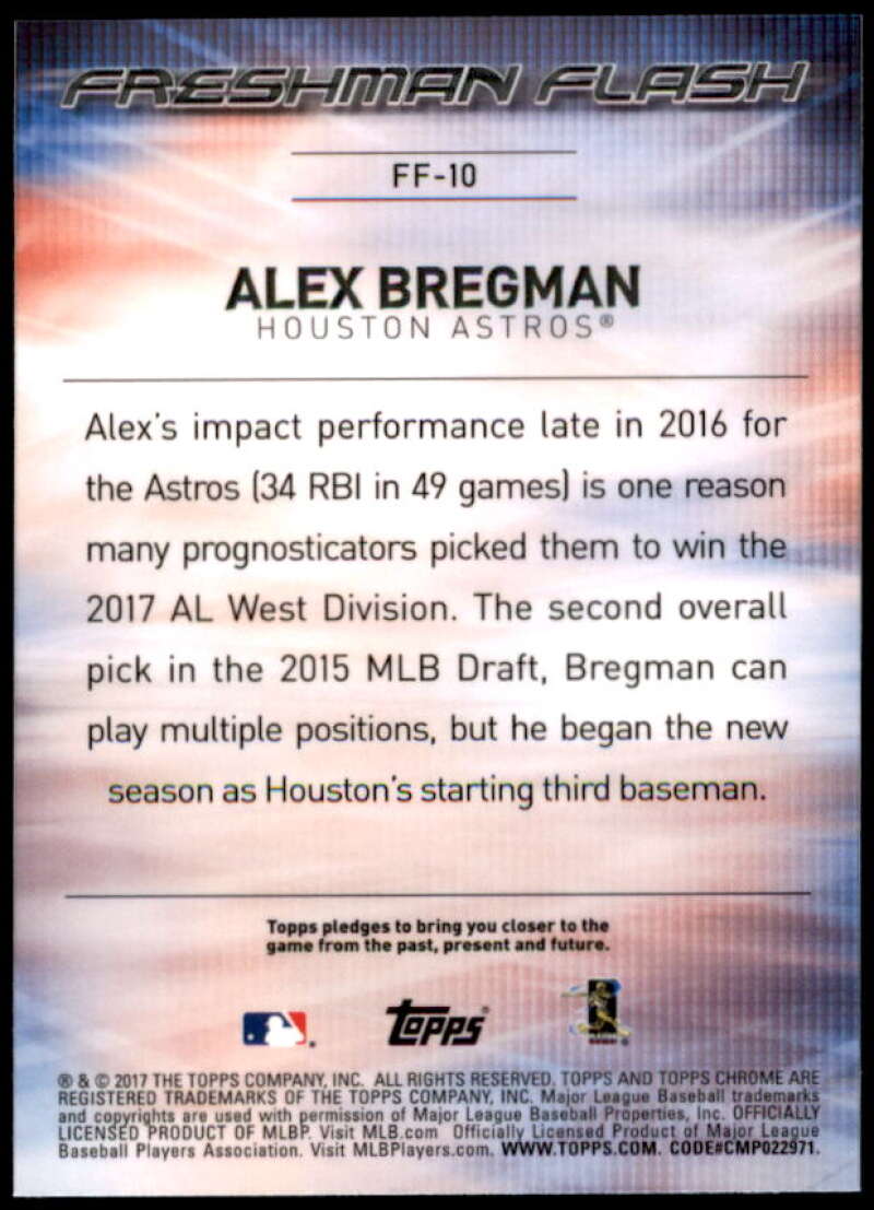 Alex Bregman Card 2017 Topps Chrome Freshman Flash #FF10  Image 2