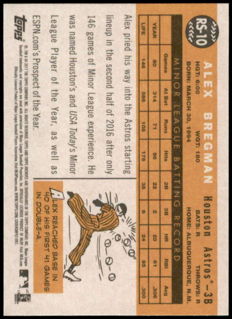 Alex Bregman Card 2017 Topps Archives '60 Rookie Stars #RS10  Image 2