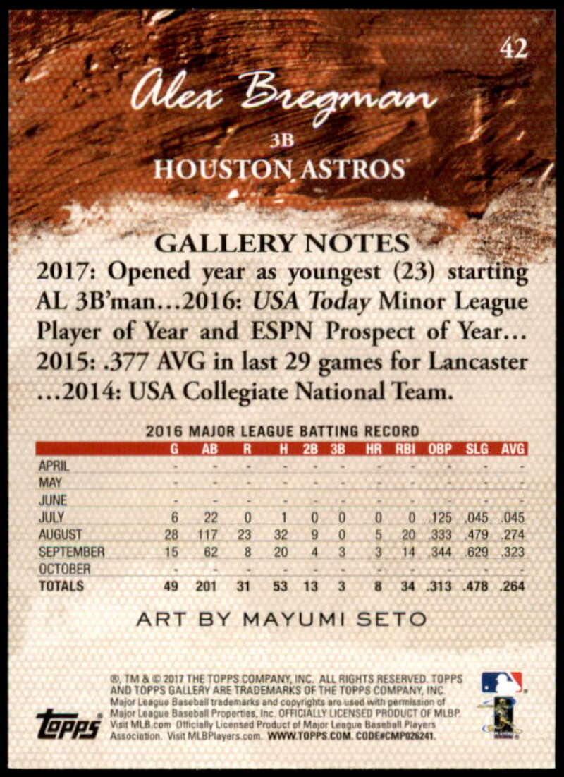 Alex Bregman Card 2017 Topps Gallery #42  Image 2