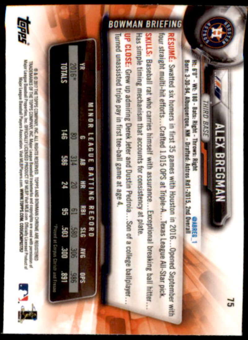 Alex Bregman Card 2017 Bowman Chrome Mini #75  Image 2