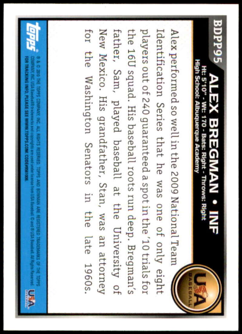 Alex Bregman Card 2010 Bowman Draft Prospects #BDPP95  Image 2