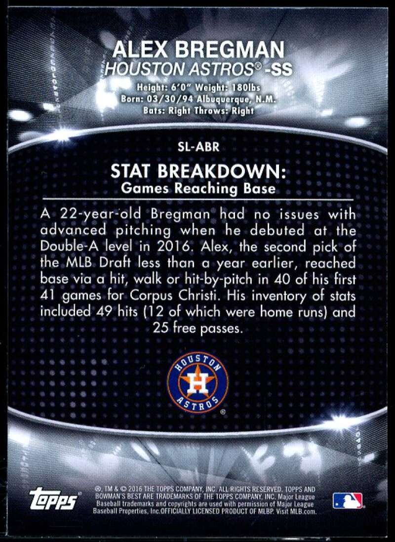 Alex Bregman Card 2016 Bowman's Best Stat Lines #SLABR  Image 2