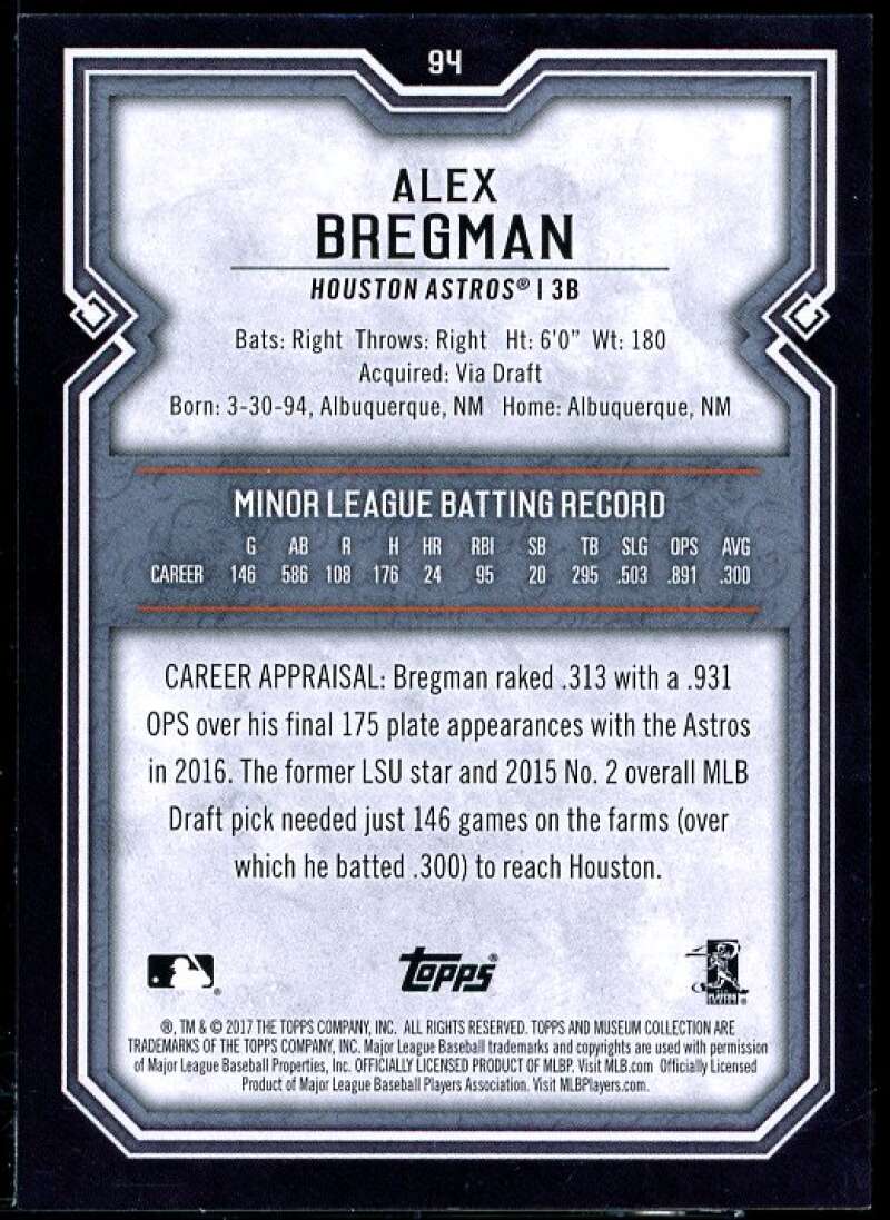 Alex Bregman Card 2017 Topps Museum Collection #94  Image 2