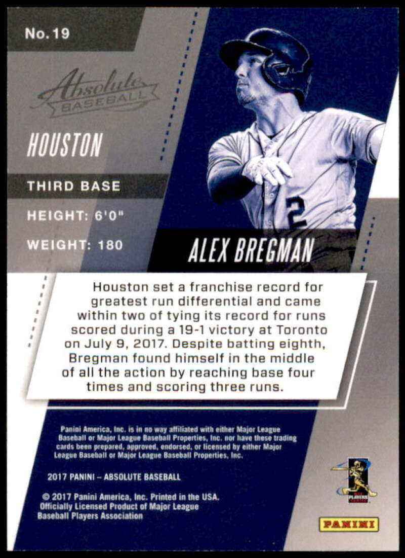 Alex Bregman Card 2017 Absolute Blue #19  Image 2