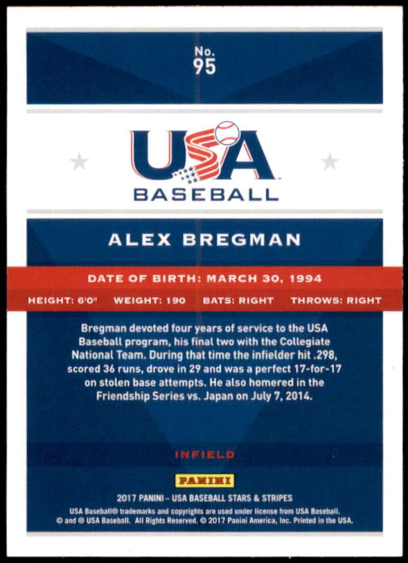 Alex Bregman Card 2017 USA Baseball Stars and Stripes Longevity #95  Image 2