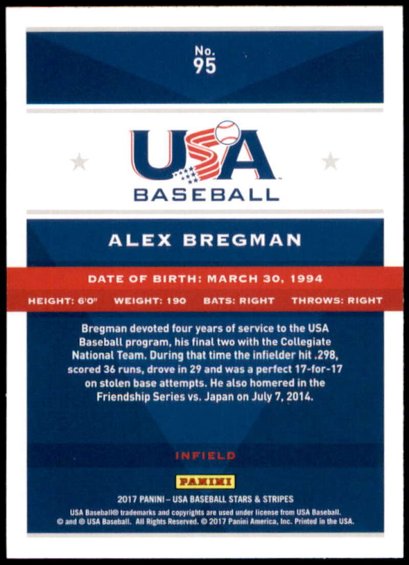 Alex Bregman Card 2017 USA Baseball Stars and Stripes Longevity Parallel #95  Image 2