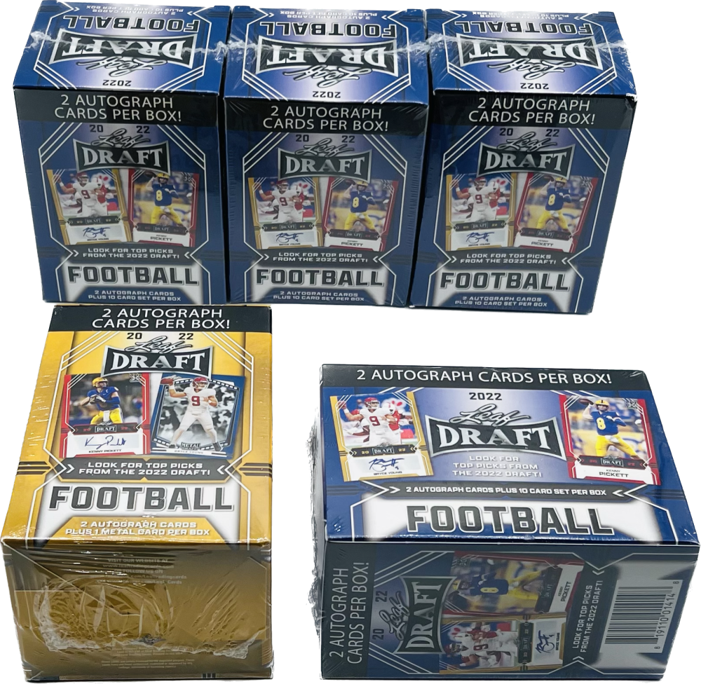   (5)  2022 Leaf Draft Football Retail Blaster Box Lot Image 1