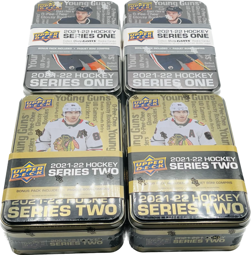 (4) 2021-22 Upper Deck Series 1and 2 Hockey Tin Lot (Box) Image 1