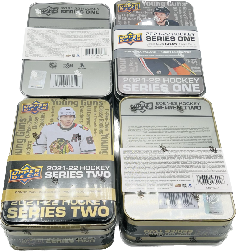 (4) 2021-22 Upper Deck Series 1and 2 Hockey Tin Lot (Box) Image 2