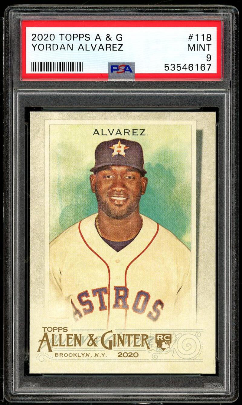 Yordan Alvarez Rookie Card 2020 Topps Allen &amp; Ginter #118 PSA 9 Image 1