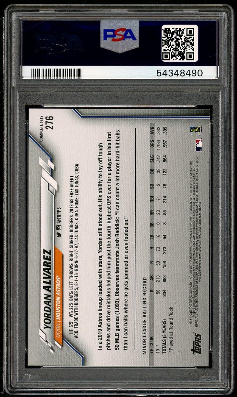 Yordan Alvarez Rookie Card 2020 Topps Complete Set #276 PSA 10 Image 2