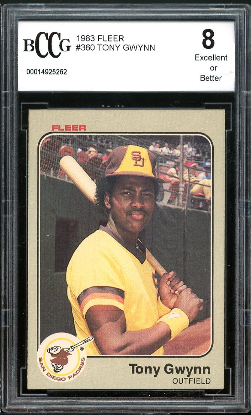 1983 fleer #360 TONY GWYNN san diego padres rookie card (CENTERED) BGS BCCG 8 Image 1