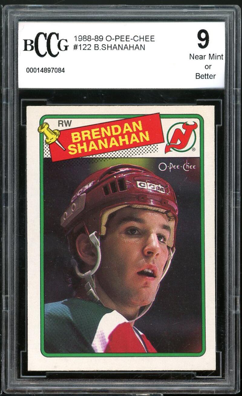 1988-89 O-Pee-Chee #122 Brendan Shanahan Rookie Card BGS BCCG 9 Near Mint+ Image 1