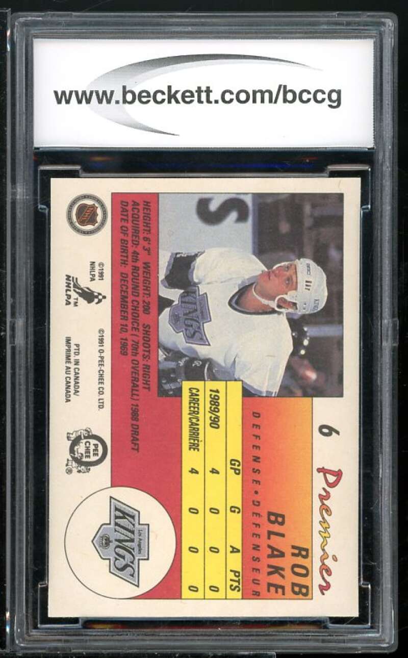 Rob Blake Rookie Card 1990-91 OPC Premier #6 BGS BCCG 10 Image 2