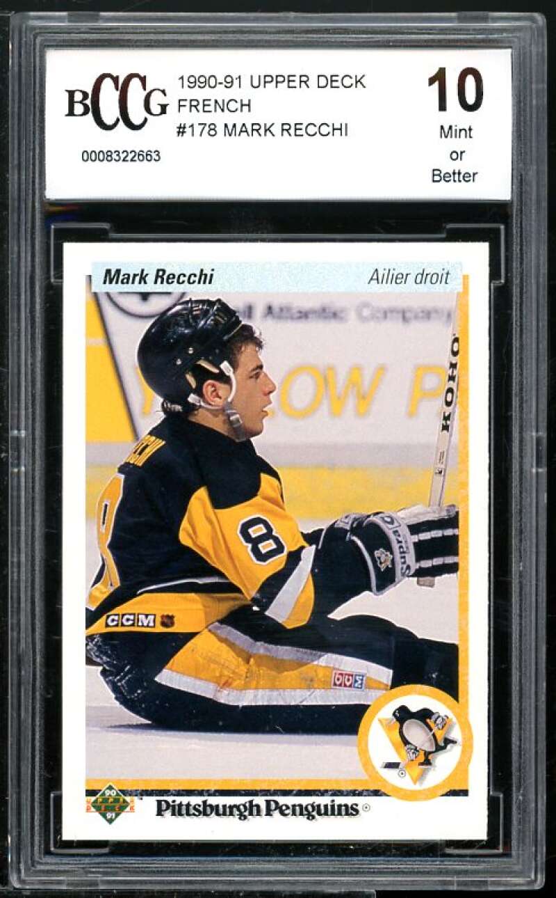 Mark Recchi Rookie Card 1990-91 Upper Deck French #178 BGS BCCG 10 Image 1