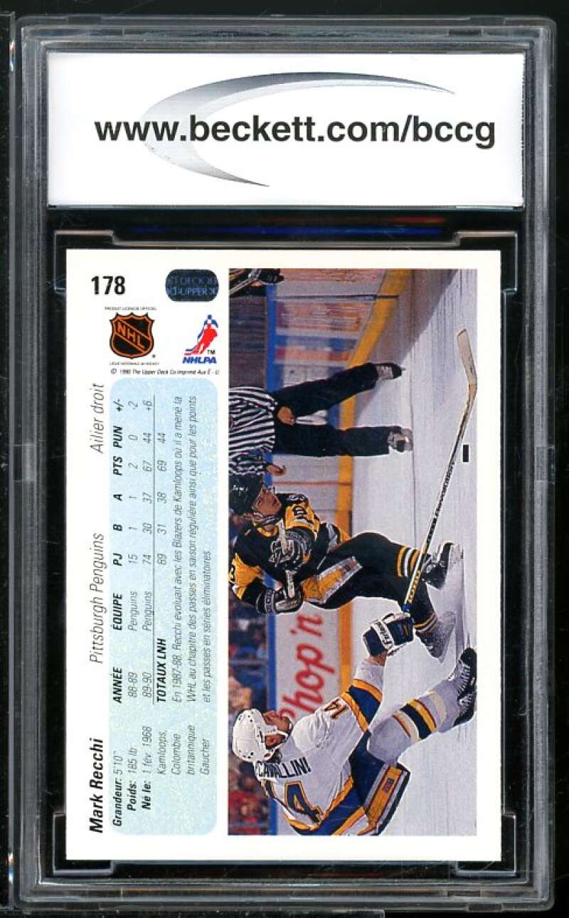 Mark Recchi Rookie Card 1990-91 Upper Deck French #178 BGS BCCG 10 Image 2