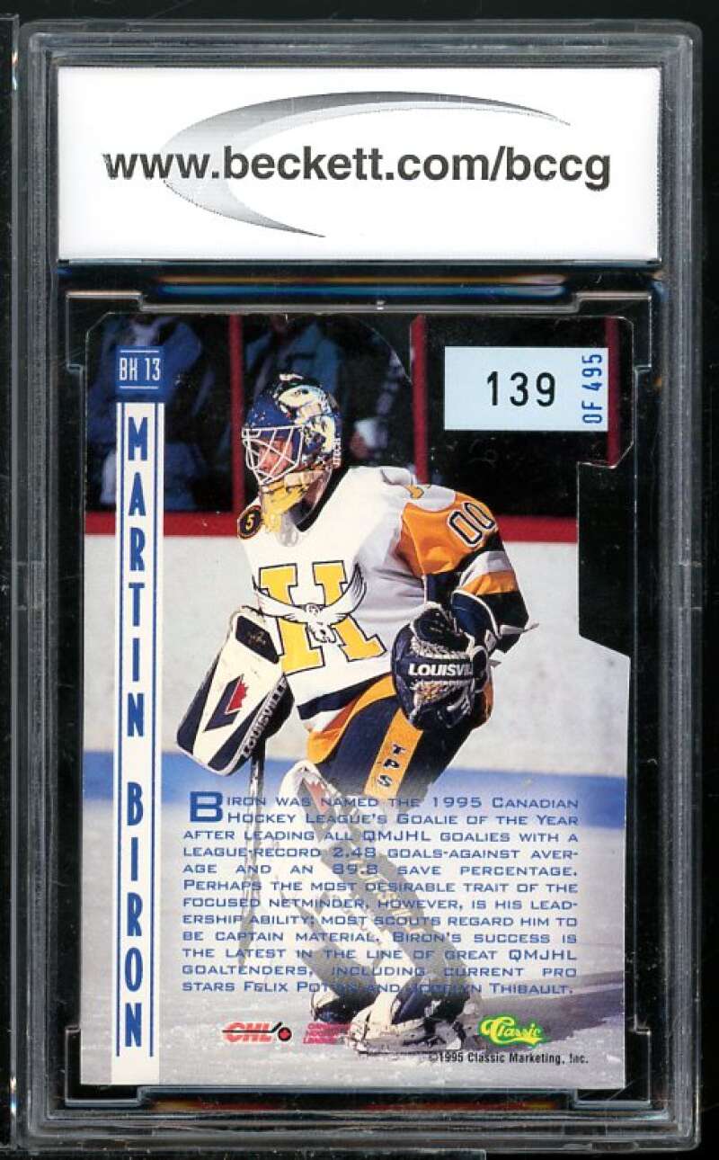 Martin Biron Rookie Card 1995 Classic Ice Breakers Die Cuts #BK13 BGS BCCG 10 Image 2