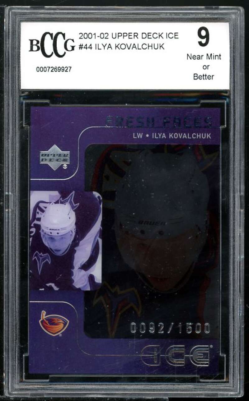 Ilya Kovalchuk Rookie Card 2001-02 Upper Deck Ice #44 BGS BCCG 9 Image 1