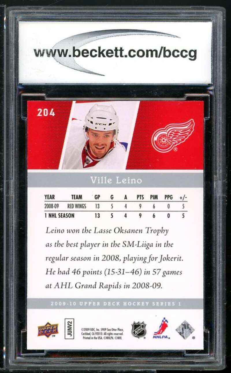 Ville Leino Rookie Card 2009-10 Upper Deck #204 BGS BCCG 10 Image 2