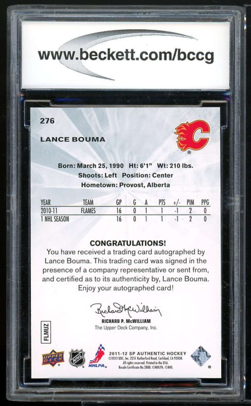 Lance Bouma Rookie Card 2011-12 SP Authentic Autograph #276 BGS BCCG 10 Image 2