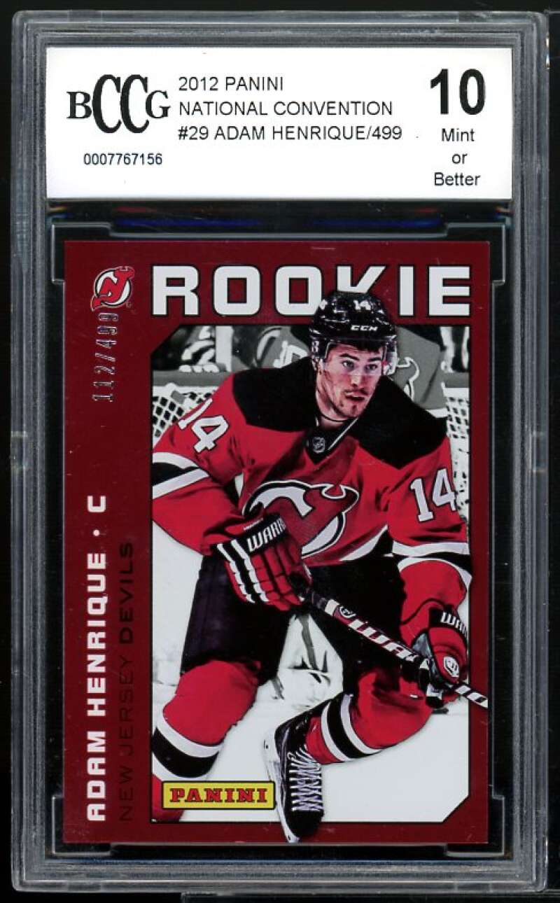 Adam Henrique Rookie Card 2012-13 Panini National Convention #29 BGS BCCG 10 Image 1