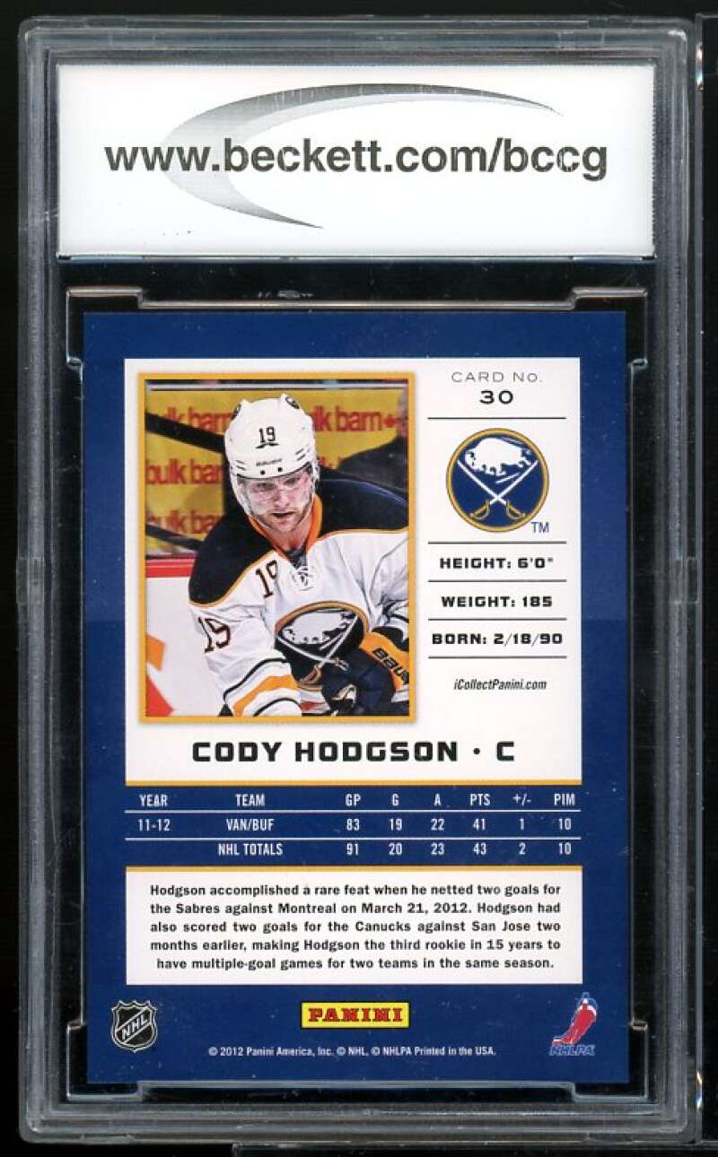 Cody Hodgson Rookie Card 2012-13 Panini National Convention #30 BGS BCCG 9 Image 2