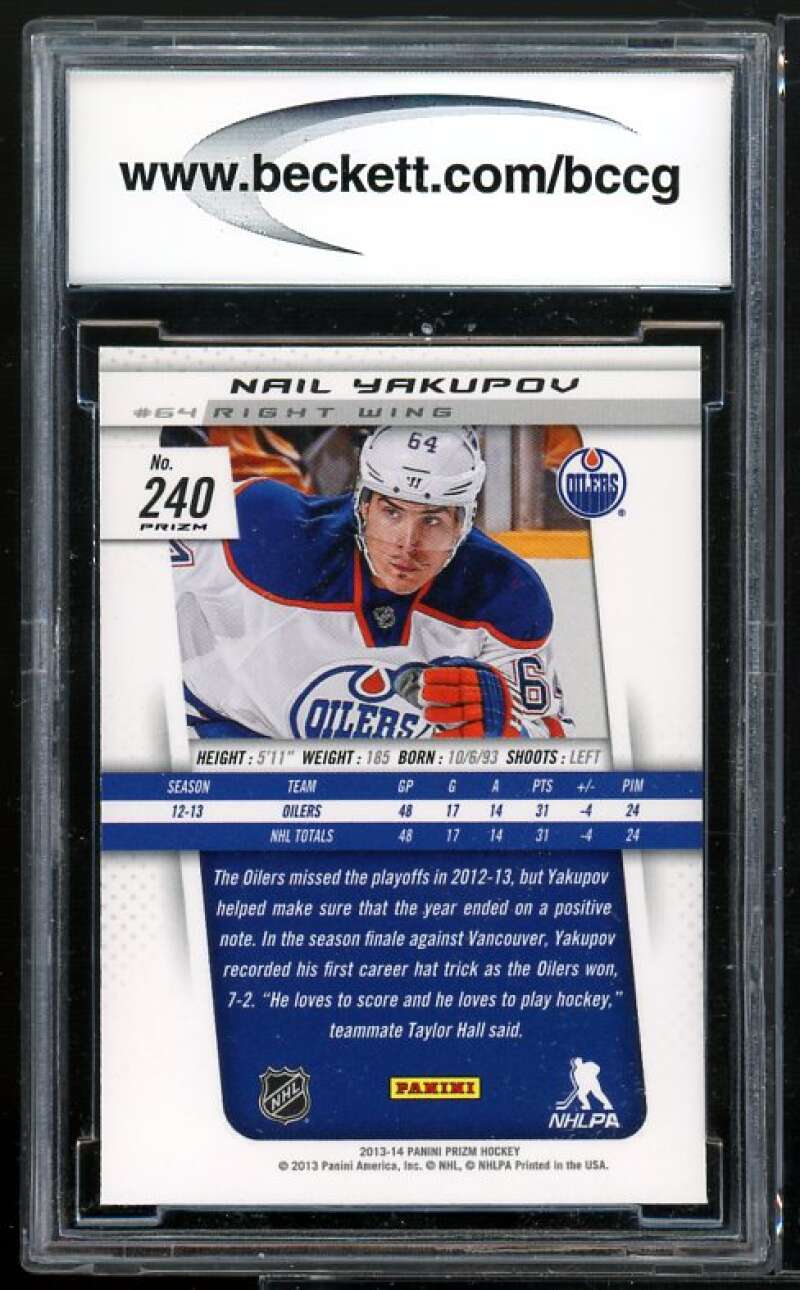 Nail Yakupov Rookie Card 2013-14 Panini Prizm Prizms Green #240 BGS BCCG 10 Image 2