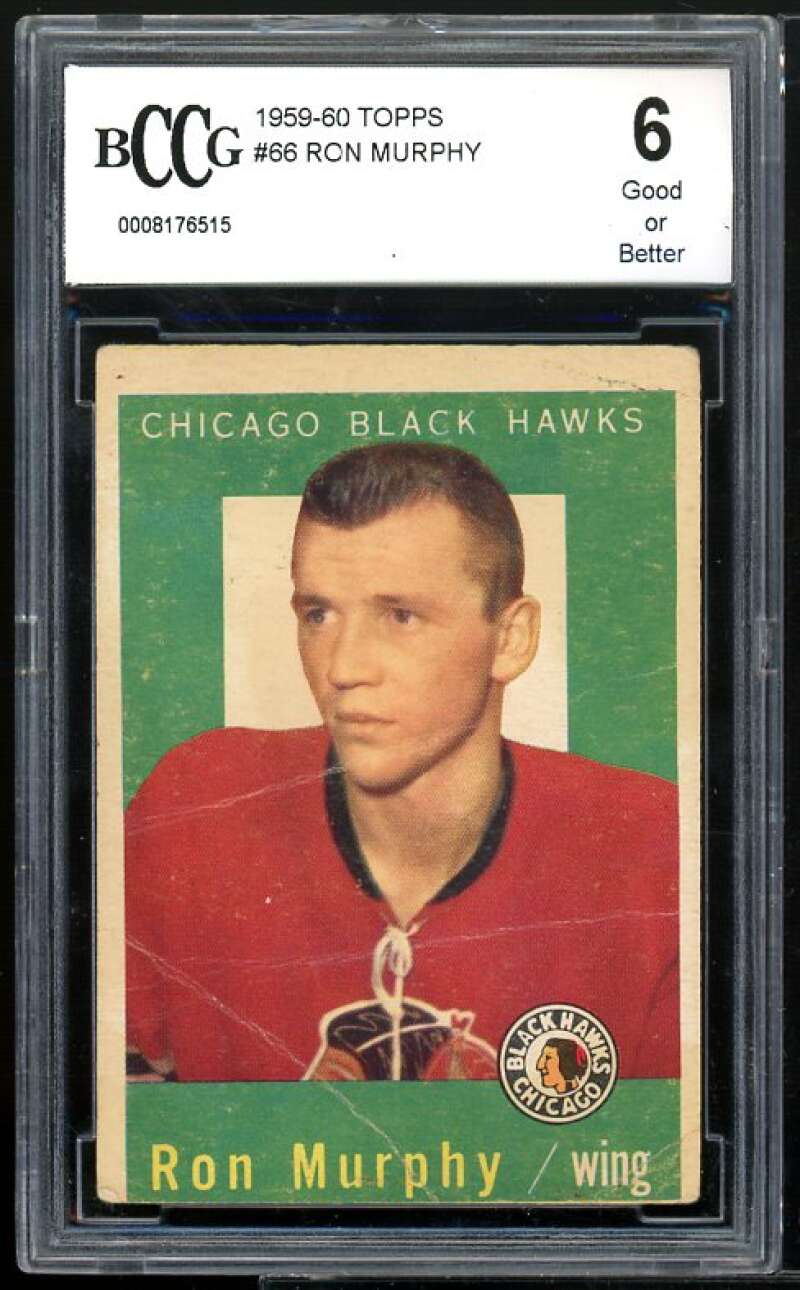 Ron Murphy Card 1959-60 Topps #66 BGS BCCG 6 Image 1
