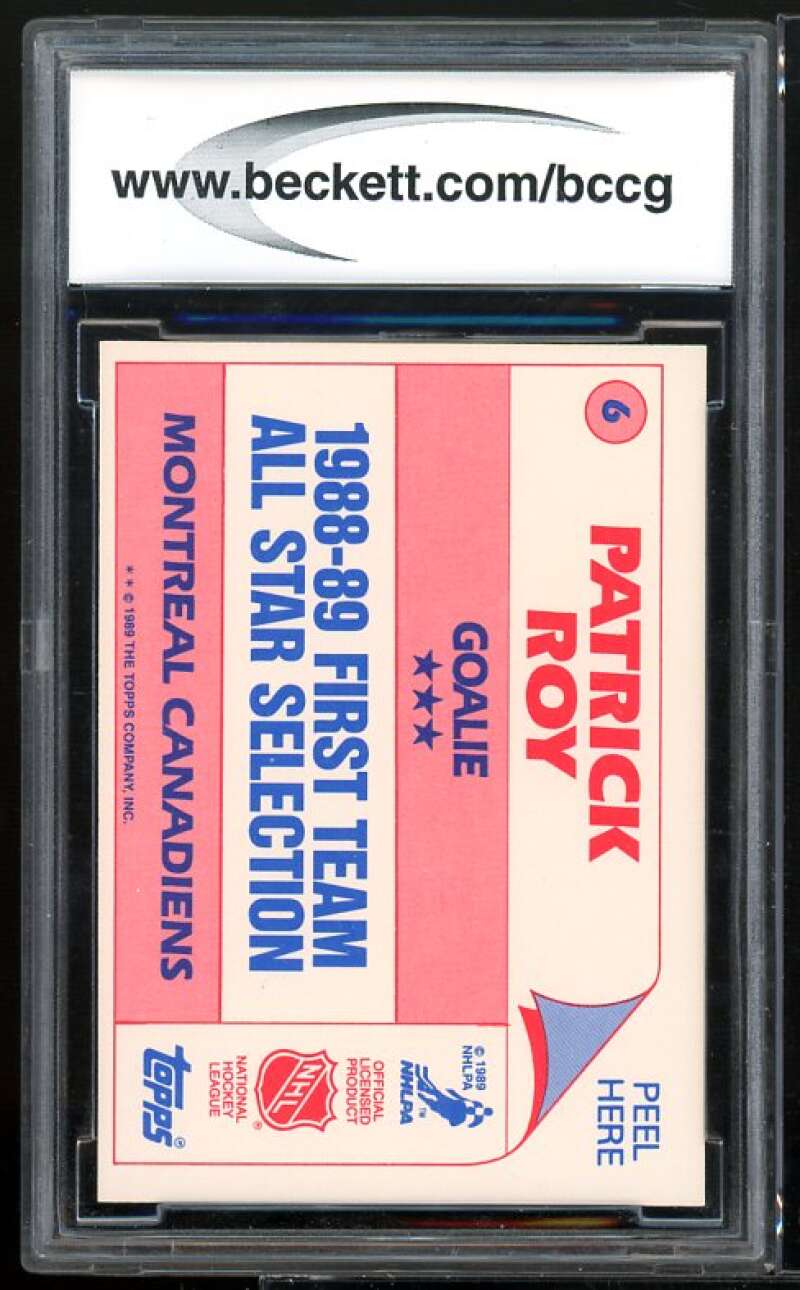Patrick Roy Card 1989-90 Topps Sticker Inserts #6 BGS BCCG 9 Image 2