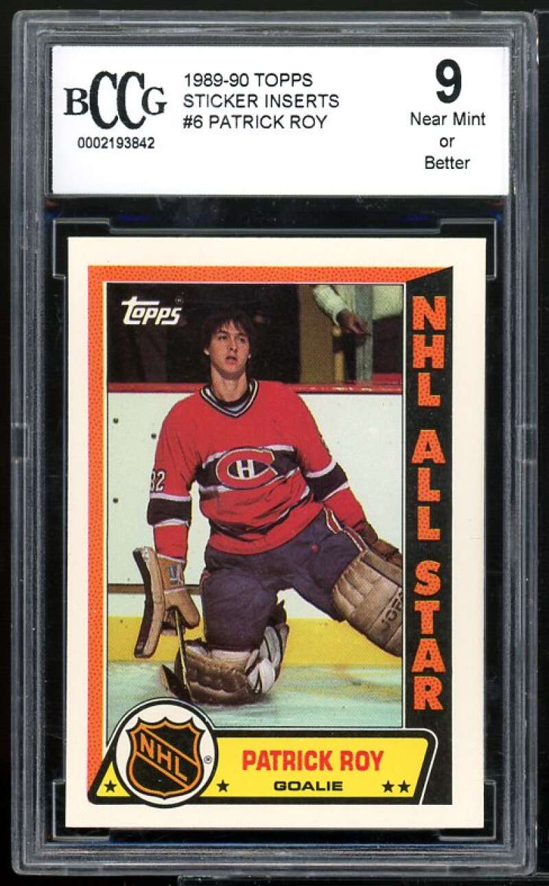Patrick Roy Card 1989-90 Topps Sticker Inserts #6 BGS BCCG 9 Image 1
