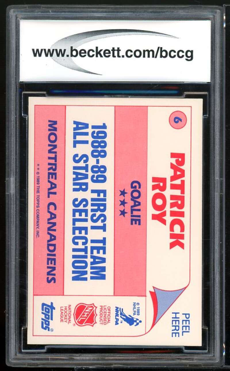 Patrick Roy Card 1989-90 Topps Sticker Inserts #6 BGS BCCG 9 Image 2