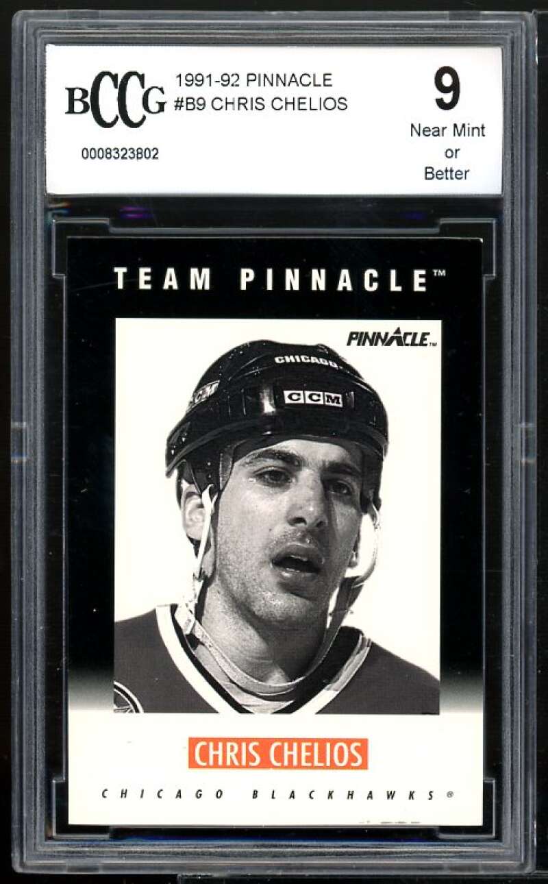 Chris Chelios Card 1991-92 Pinnacle Team Pinnacle #B9 BGS BCCG 9 Image 1
