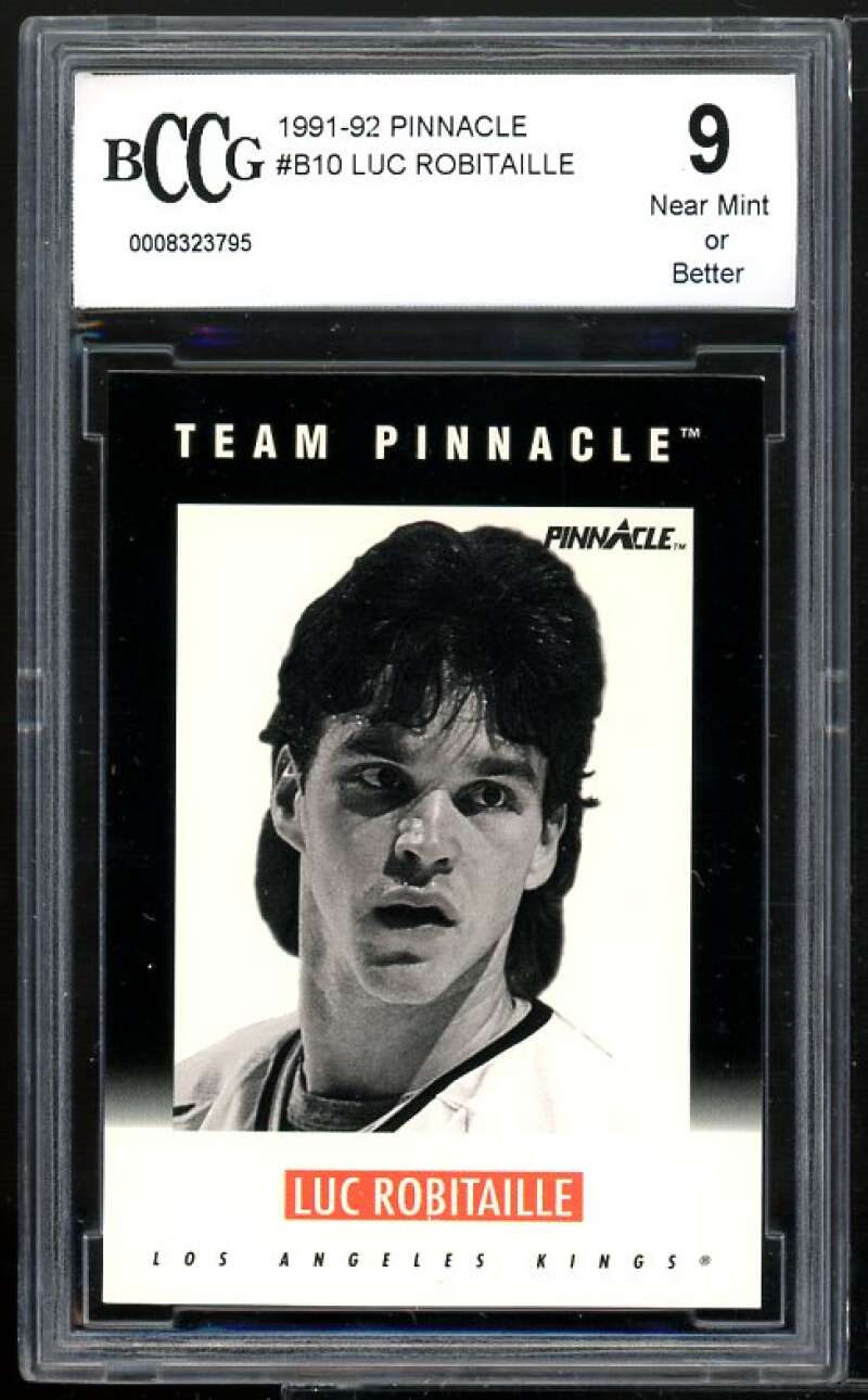 Luc Robitaille Card 1991-92 Pinnacle Team Pinnacle #B10 BGS BCCG 9 Image 1
