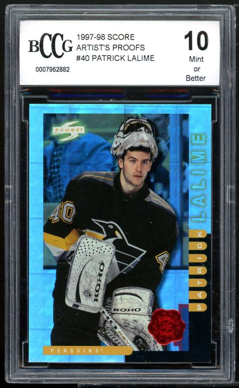 Patrick Lalime Card 1997-98 Score Artist's Proofs #40 BGS BCCG 10 Image 1