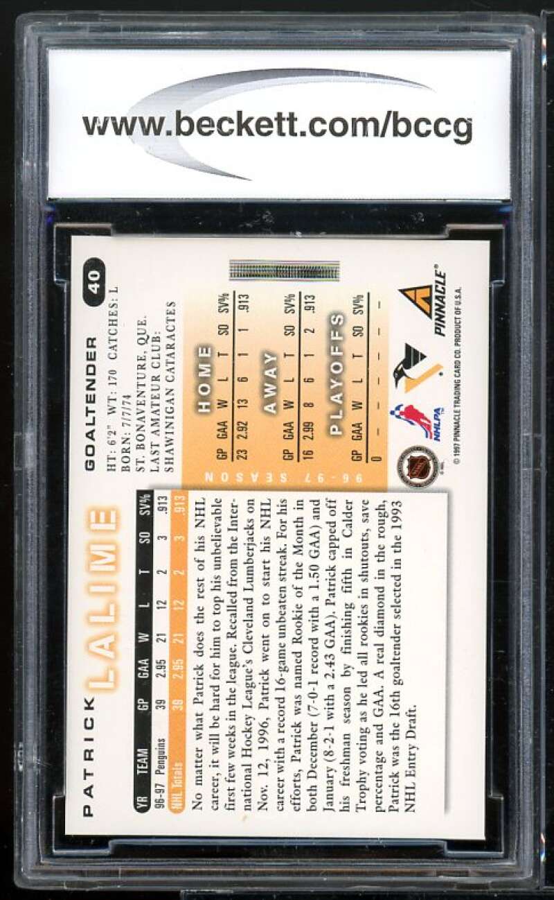 Patrick Lalime Card 1997-98 Score Artist's Proofs #40 BGS BCCG 10 Image 2