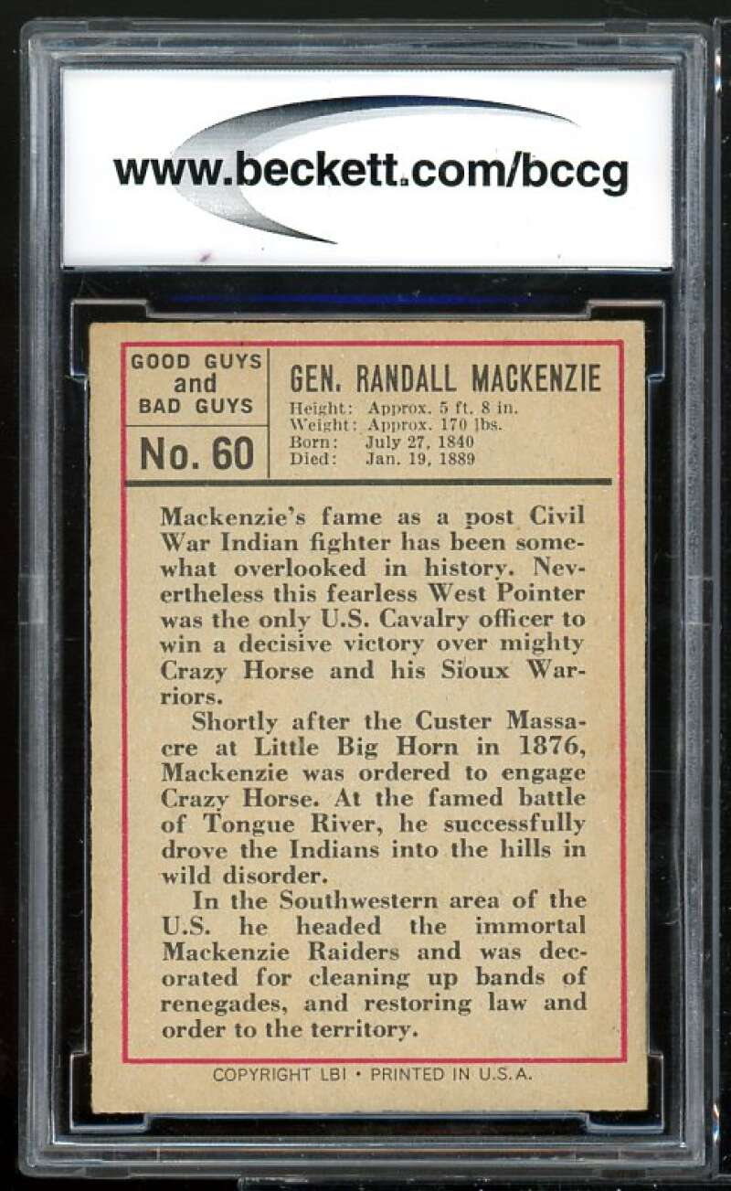 Colonel Mackenzie Card 1966 Good Guys And Bad Guys #60 BGS BCCG 9 Image 2