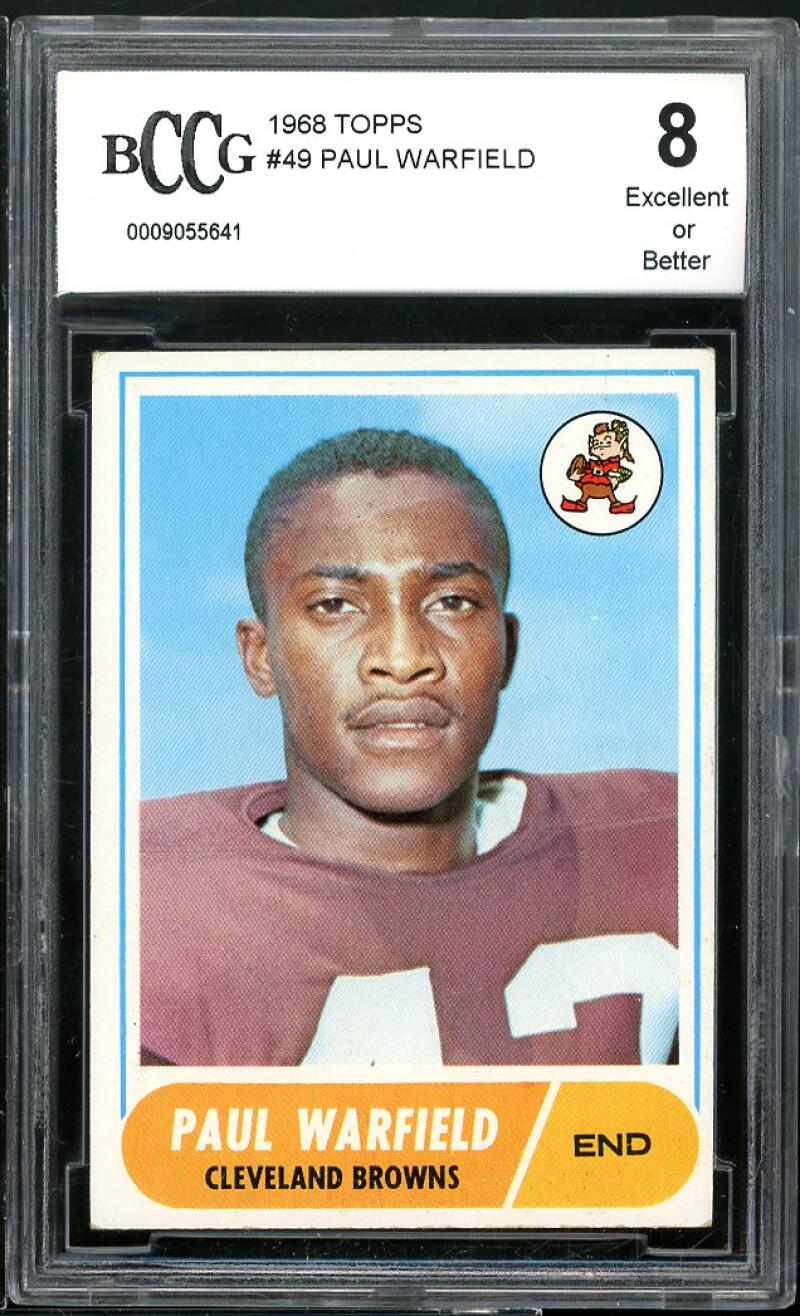 1968 Topps #49 Paul Warfield Card BGS BCCG 8 Excellent+ Image 1