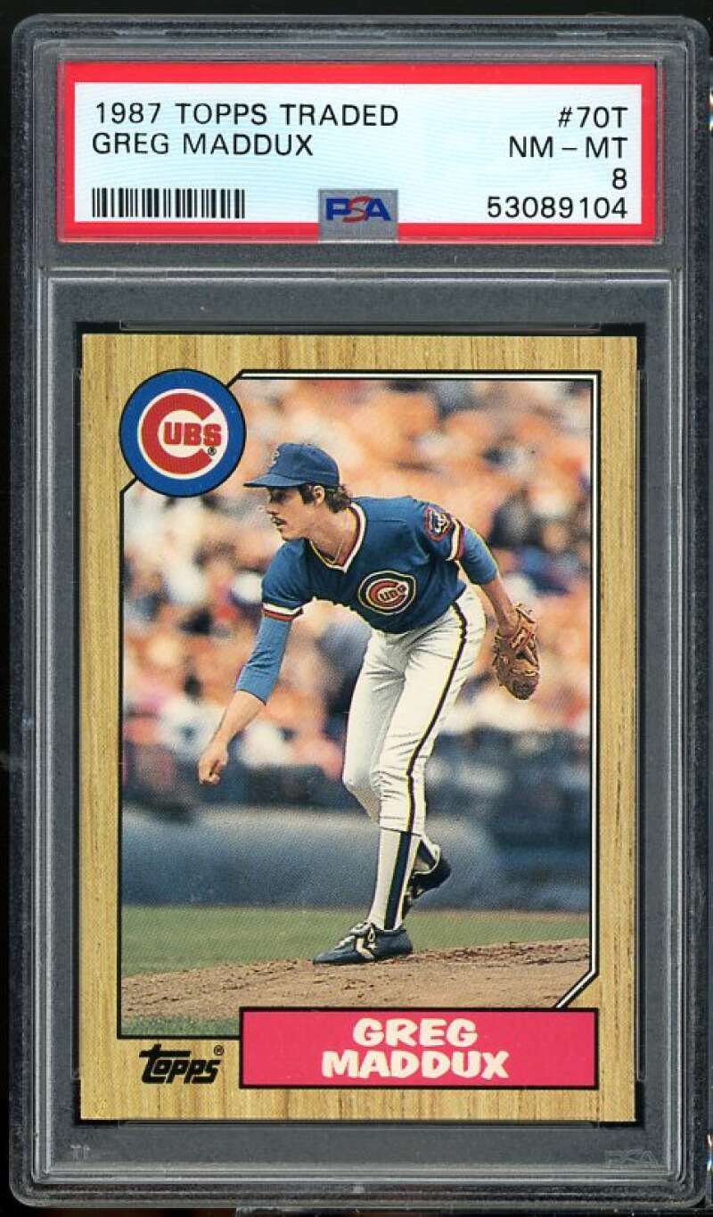 Greg Maddux Rookie Card 1987 Topps Traded #70T PSA 8 Image 1