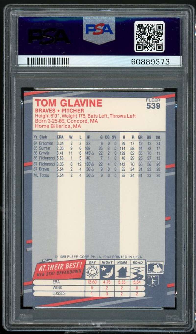 Tom Glavine Rookie Card 1988 Fleer #539 BGS BCCG 10