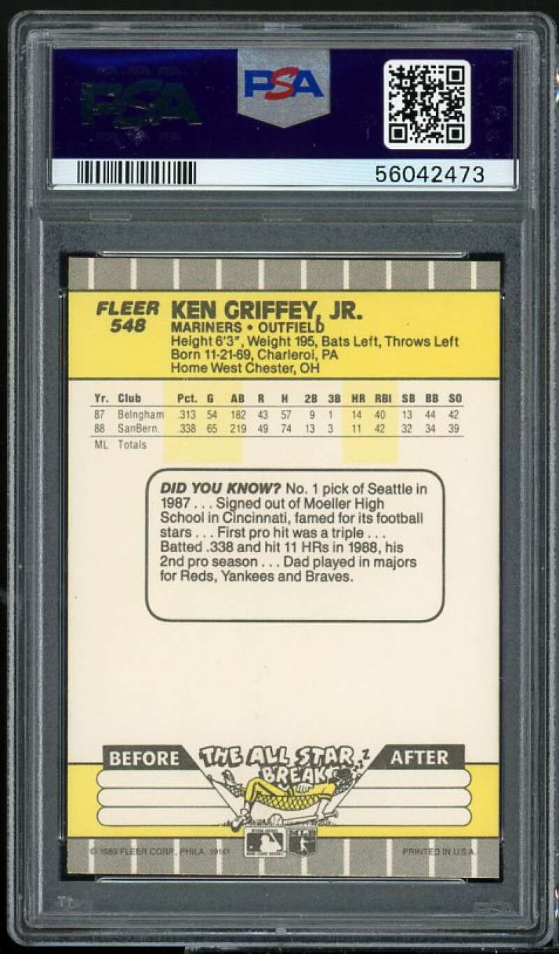 Ken Griffey Jr. Rookie Card 1989 Fleer #548 PSA 8 Image 2