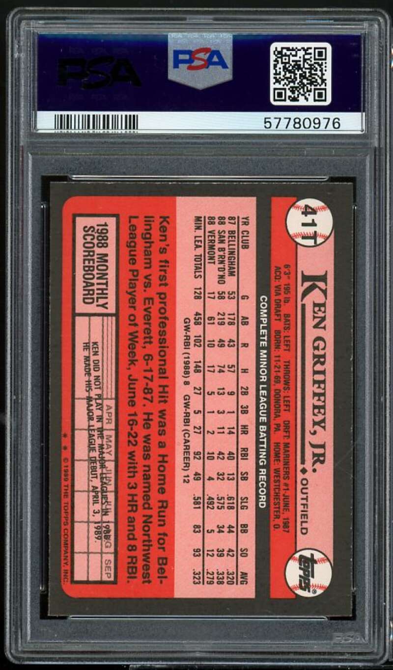 Ken Griffey, Jr. Rookie Card 1989 Topps Traded #41T PSA 8 Image 2