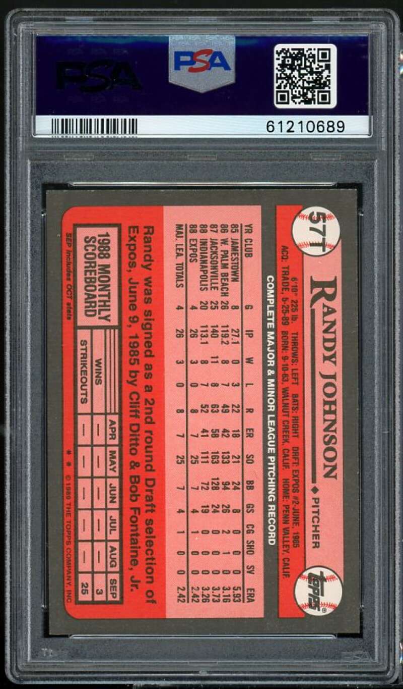 Randy Johnson Rookie Card 1989 Topps Traded #57T PSA 6 Image 2