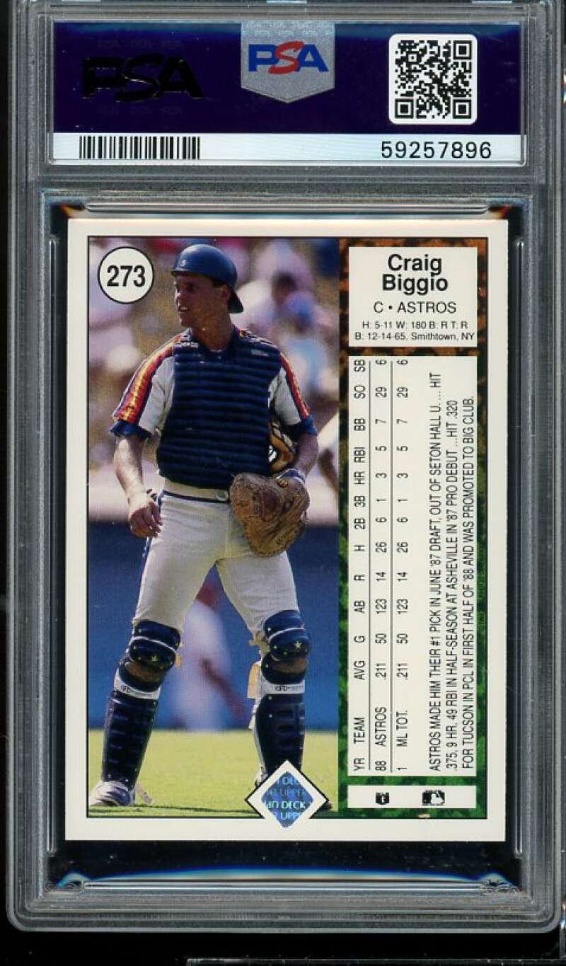 Craig Biggio Rookie Card 1989 Upper Deck #273 PSA 9 Image 2