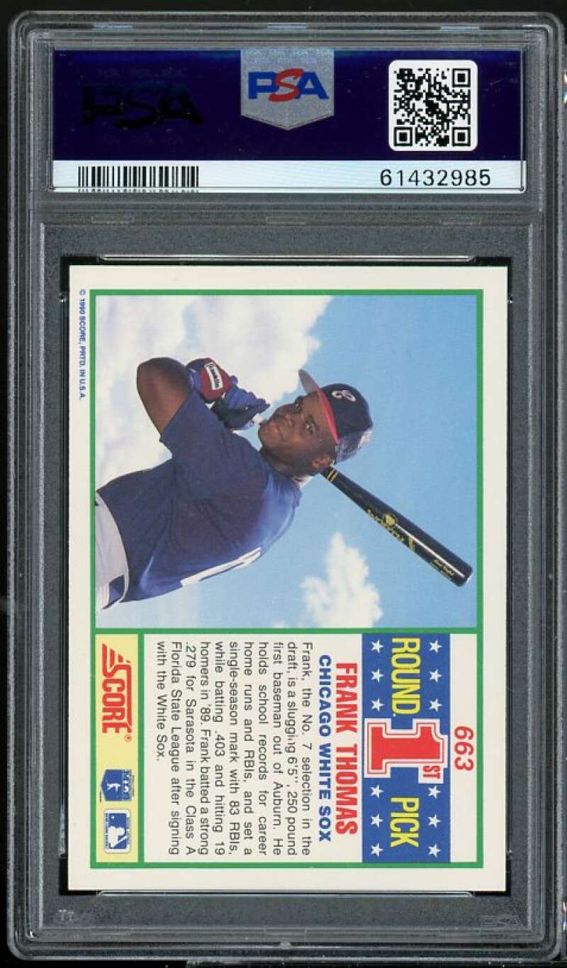 Frank Thomas Rookie Card 1990 Score #663 PSA 9 Image 2