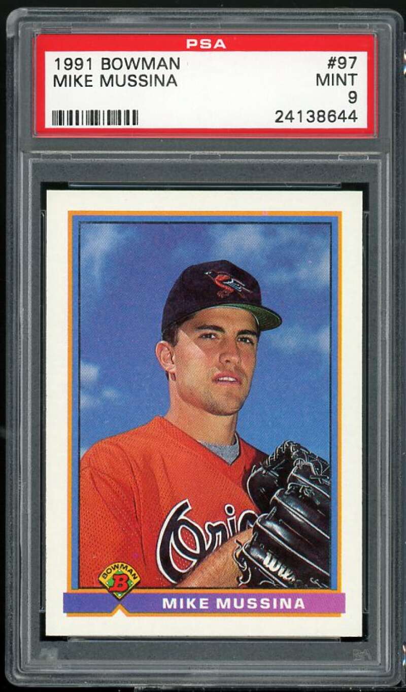 Mike Mussina Rookie Card 1991 Bowman #97 PSA 9 Image 1