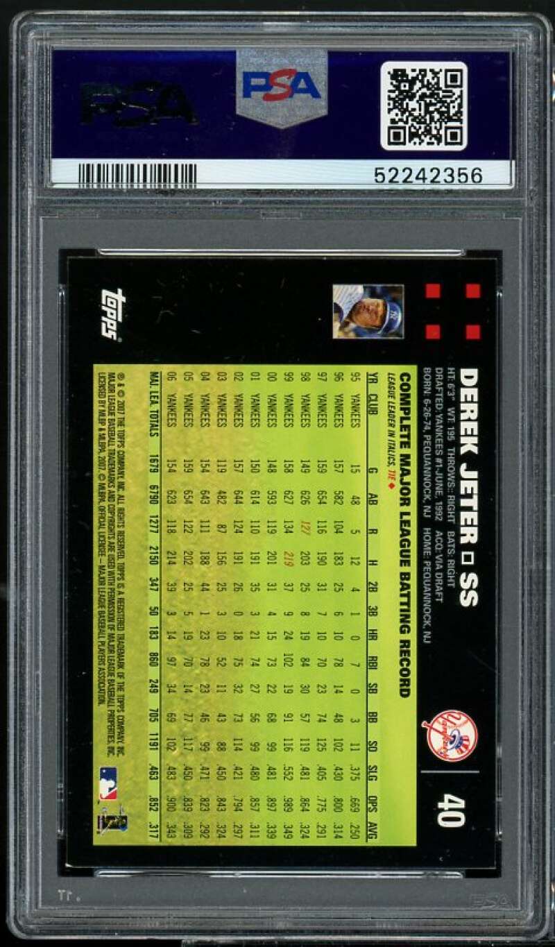 Derek Jeter /George Bush/ Mickey Mantle 2007 Topps #40 PSA 8 Image 2