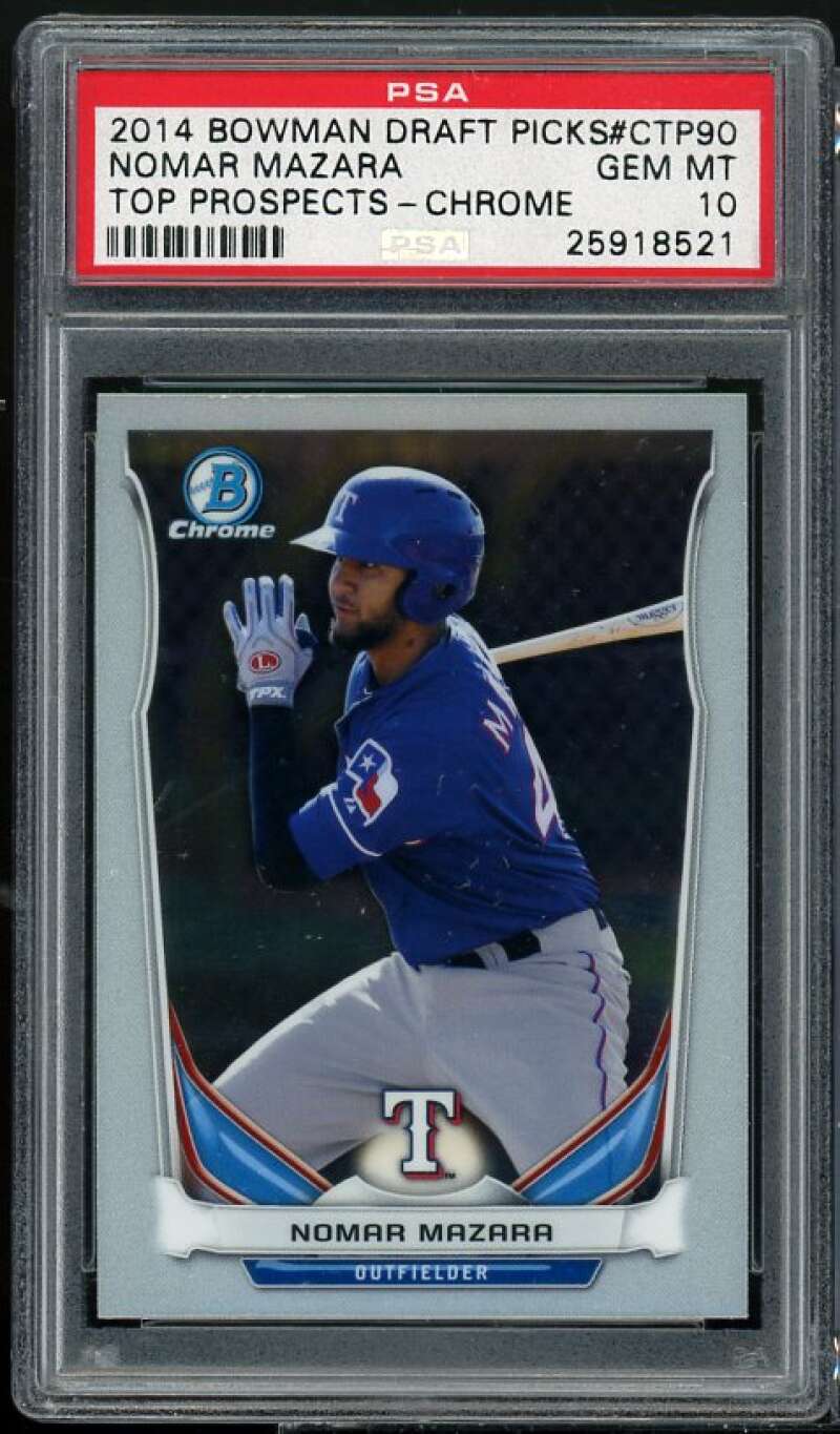 Nomar Mazara Rookie Card 2014 Bowman Draft Picks Chrome #CTP-90 PSA 10 Image 1