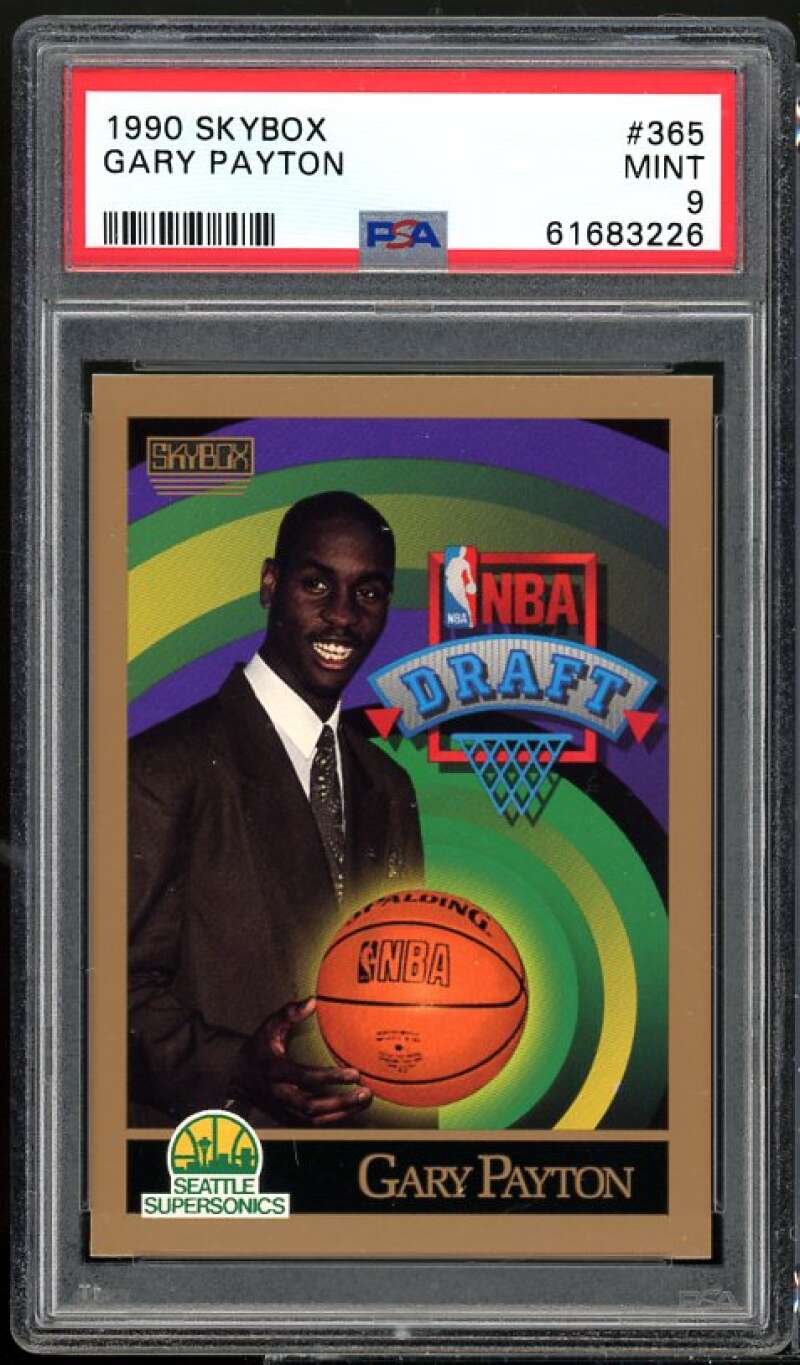 Gary Payton Rookie Card 1990-91 SkyBox #365 PSA 9 Image 1