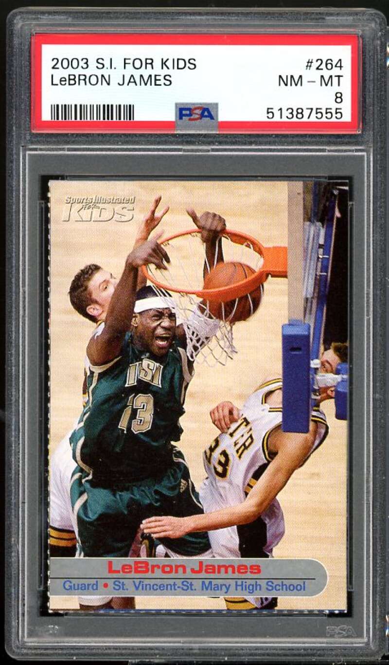 Lebron James Rookie Card 2003 SI For Kids #264 PSA 8 Image 1